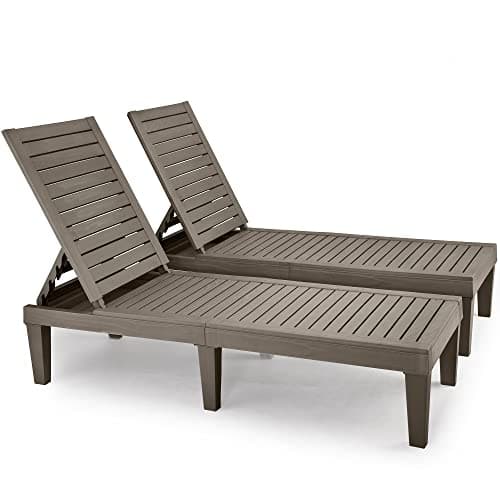 YITAHOME Chaise Outdoor Lounge Chairs with Adjustable Backrest, Multi-Functional Patio Loungers Easy Assembly & Lightweight, Waterproof Poolside Chaise Lounge with 265lbs Capacity, Set of 2, Taupe