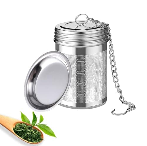 CADAVO Tea Infuser Strainers for Loose Tea, 304 Stainless Steel Tea Diffusers Filter with Drip Trays and Chain Hook, Extra Fine Mesh Tea Steeper Basket Infusers for Teapot, Mug, Cup