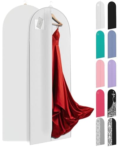 72" Long Dress Bags for Gowns - Wedding Dress Garment Bag for Dresses - Long Garment Bags for Hanging Clothes & Closet Storage - Durable Travel Bag for Women with ID Window