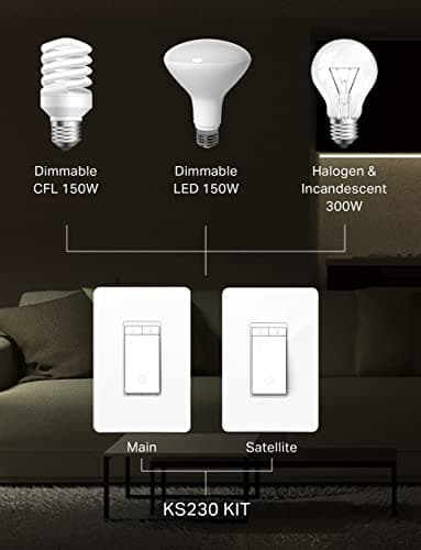 Kasa Smart 3 Way Dimmer Switch KIT, Dimmable Light Switch Compatible with Alexa, Google Assistant and SmartThings, Neutral Wire Needed, 2.4GHz, ETL Certified, No Hub Required, White (KS230 KIT v2) 5