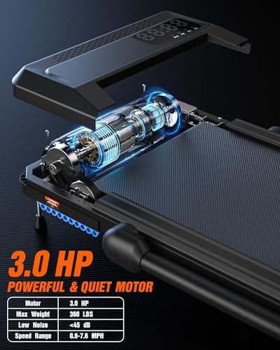 WELLFIT Walking Pad Treadmill with 10% Incline, Under Desk Treadmill for Home/Office, 2 in 1 Folding Treadmills with APP/Remote Control and LED Display, 0.6-7.6 MPH 360 lbs Capacity 5