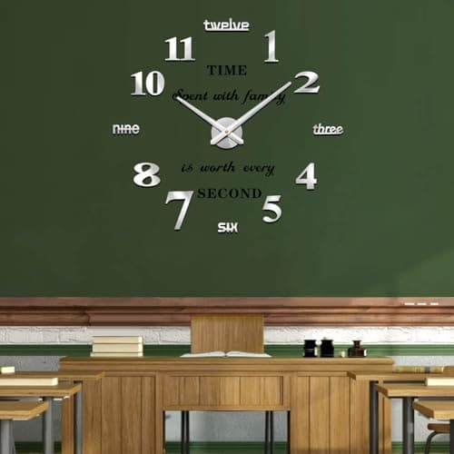 VANGOLD Large Wall Clocks for Living Room Decor, DIY Wall Clock Modern 3D Wall Clock with Mirror Numbers Stickers for Home Office Decorations Ideas (Black) 8