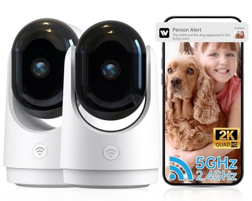 ILWUT Security Camera Indoor Cam-2K 360° WiFi Cameras for Home Security,Pan & Tilt,Pet/Dog/Baby Camera with Phone app,2-Way Audio,Night Vision,24/7 Cloud & Micro SD Card Storage 2 Pack