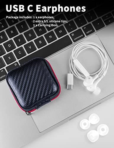 USB C Headphone for Samsung S26 S25 FE S24 A16 A17 Wired Earbuds Magnetic in-Ear Type C Earphone with Microphone Volume Control Bass Stereo Noise Canceling for iPhone 17 Pro Max 16 16e 15 Pixel 10a 9a 6