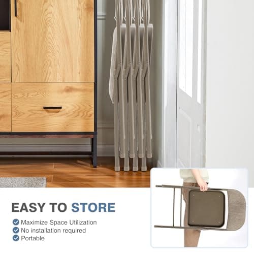 DUMOS 2 Pack Folding Chairs with Padded Cushion and Back - Fabric Stackable Portable Dining Chairs Set, for Home and Office, Conference, Wedding, Party, Patio, Garden, for Indoor Outdoor, Khaki 6