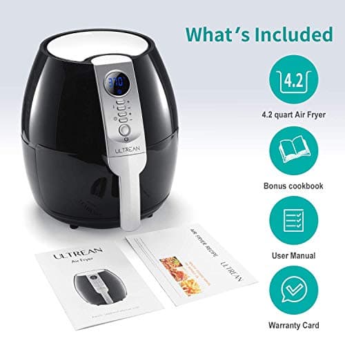 Ultrean Air Fryer, 4.2 Quart Electric Hot Airfryer Oven Oilless Cooker for Quick Easy Meals, Nonstick Frying Pot, UL Certified,1500w, Black 6