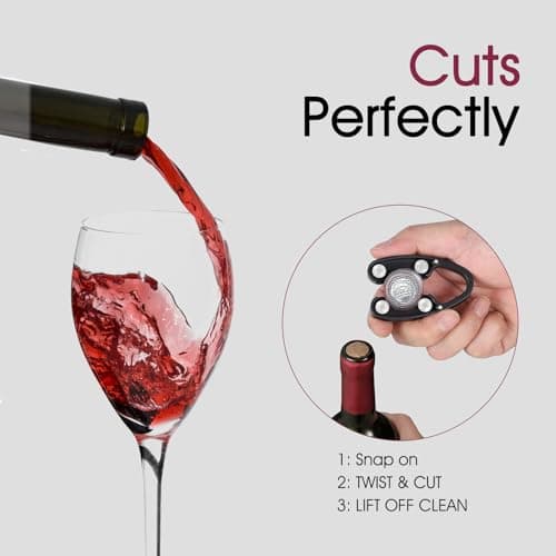 GOBETTER 2 Pcs Wine Foil Cutter Magnetic Design, 4 Stainless Blades Foil Remover Wine Bottles Opener Accessory, Removes Foil Top Effortlessly for Wine Lovers, Black 5