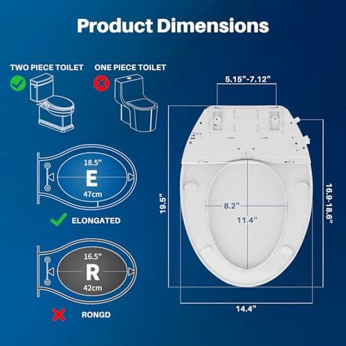 Non-Electric Toilet Bidet Seat, Elongated Seats with Adjustable Water and Dual Nozzle System for Bathroom, Easy Installation, White Bidets Attachment 7