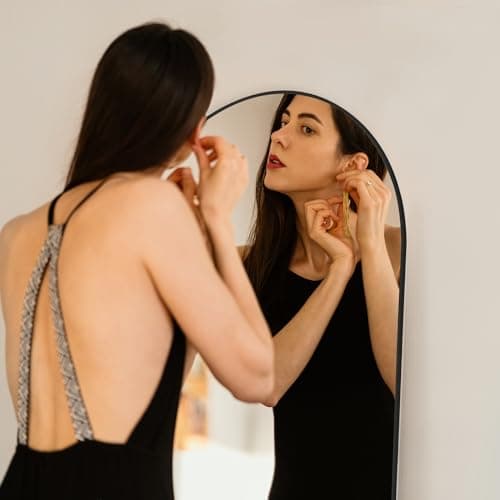 Aidoly Arched Mirror Full Length, Upgraded 16"x59" Body Wall Mirrors with Shatter-Proof Glass, Floor Standing, Hanging or Leaning, Tall Mirror with Stand Aluminum Alloy Frame for Bedroom Cloakroom 5