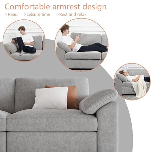 EASE MOOSE Oversized L Shape Sectional Modular Sofa,Wide Deep seat Sectional Sofa,FSC Certified Comfortable Chenille Grey Cloud Modular Sofa 5