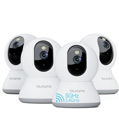 blurams Cameras for Home Security, 2K Pet Camera with Phone App, 5GHz/2.4GHz Dual-Band, 360° PTZ Indoor Cameras, 2-Way Talk, Motion Tracking, Color/IR Night Vision, Cloud&SD, Works with Alexa (4Pack)