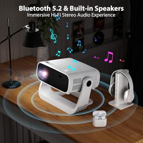 Wielio Smart Projector with WiFi 6 and Bluetooth - 4K Support 350Ansi Portable Bedroom Mini Projector Native 1080P , 2026 New Auto Keystone & Zoom Home Theater Cinema Movie Proyector, 120° Stand 8