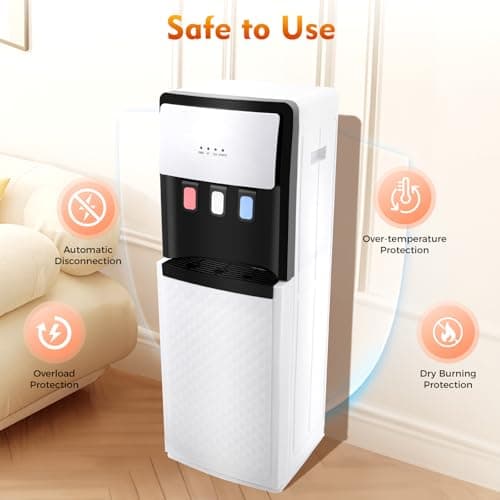 Bottom Loading Water Cooler Dispenser, 5 Gallon Hot/Cold Water Dispenser Temperature Protection Water Bottle Dispenser for Home Office Kitchen 4