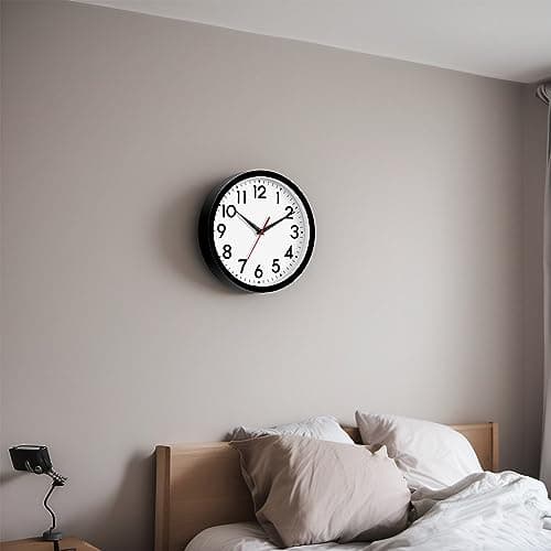 DAXSMY 14 Inch Wall Clock Large Battery Operated Big Silent Non Ticking Analog Clock Decorative for Living Room Office Kitchen Outdoor Classroom Bedroom Bathroom School(Black) 9