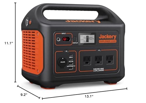 Jackery Portable Power Station Explorer 1000, 1002Wh Solar Generator (Solar Panel Optional) with 3x110V/1000W AC Outlets, Solar Lithium Battery Pack for Outdoor RV/Van Camping, Emergency (Renewed) 6