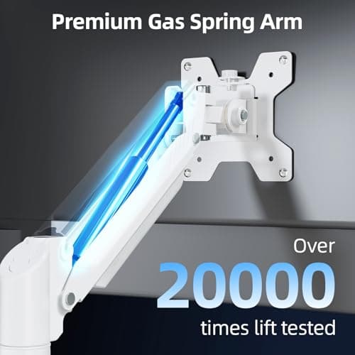 Monitor Arm for 13-32 inch Screens, Monitor Desk Mount, Adjustable Height, VESA Mount with Clamp & Grommet Bases, Freelift White 5