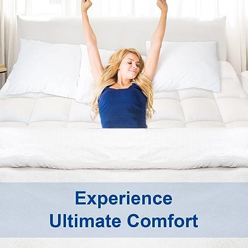 KAYFIA Full Mattress Topper,Extra Thick Mattress Pad Cover for Deep Sleep,3D+7D Snow Down Alternative Fill Overfilled Plush Pillow Top with 8-23 Inch Deep Pocket-White 7