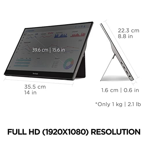 ViewSonic TD1655 15.6 Inch 1080p Portable Monitor with IPS Touchscreen, 2 Way Powered 60W USB C, Eye Care, Dual Speakers, Built-in Stand with Magnetic Cover 6