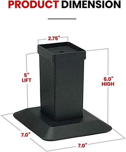 iPrimio Aluminum Bed Risers Heavy Duty Metal, 5 Inch Lift, 6 Pack, Up to 9,000lbs - Bed Raising Blocks, Furniture Risers - Tall, Safe, Sturdy Bed Lifts for College Dorm, Couches, Dorm Bed Riser 6