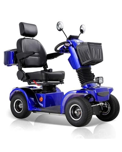 Dvsripa All Terrain Mobility Scooter for Seniors,Heavy-Duty 4 Wheel Mobility Scooters Mobility Scooter,Handicap Scooters for Adults with 3-Speed Travel Long (Blue)