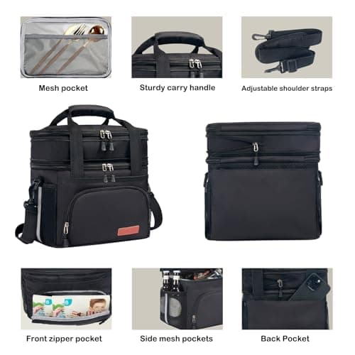 JOINGO Tactical Lunch Box for Men & Women – Expandable 16L Double Deck Insulated Cooler Bag for Work, Construction & 12-Hour Shifts – Heavy Duty Leakproof Large Meal Prep Tote with Shoulder Strap 5