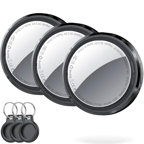 Item Finder-3 Pack Black, Bluetooth Trackers Work with Apple Find My (iOS Only), Smart Tag with Protective Case/Keychain, Item Finders for Luggage/Key/Suitcases/Backpack, Replaceable Battery