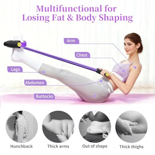 Pedal Resistance Bands with Handles, Upgrade 6-Tubes Manual Tension Training Pedal, Natural Rubber Foot Pedal Resistance Bands, Multifunction Fitness Bands for Abdomen, Waist, Arm, Leg (Purple) 6