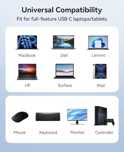 4URPC Laptop Docking Station Stand 4K@60Hz for MacBook Pro/Air M3/M4, Dell/HP/Surface/Lenovo/Chromebook, Laptop USB Hub Stand with HDMI, 3 USB, Ethernet, PD 3.0, Adjustable Dock with 360° Rotate Base 6