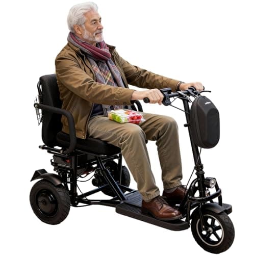 ChiefCarOfficer 3 Wheel Mobility Scooters for Seniors Foldable Travel Scooter Airline Approved Folding Handicap Scooters for Adults Lightweight Collapsible Electric Mobility Scooter Adults 300 lbs