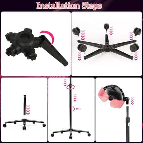 Hooded Hair Dryer, Professional Standing Hair Dryer with Time Settings, Touch Controls and 3 Temperature Modes, Sit Under Hair Dryer Bonnet, Height Adjustable Ionic Hooded Dryer for Home or Salon Use 7