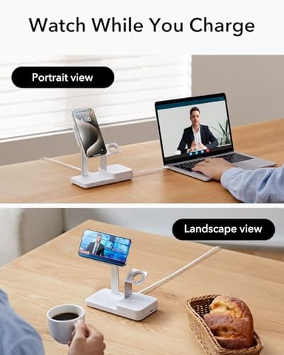 ESR 65W 4-in-1 GaN Wireless Charging Station(5-in-1 Stand), Designed for MagSafe Charger Stand, Magnetic Wireless Charger for iPhone 17/16/15/14/13, AirPods Pro/3/2, and USB A/C Devices, White 7
