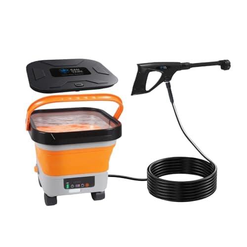 Cordless Pressure Washer w/3.5Gal Tank with Universal Wheel 6-in-1 Nozzle, Max 620PSI, 16.4FT Hose, 20000mAh Lithium Battery, Fold Portable Washer for Camping, Pet Cleaning,Watering The Flowers