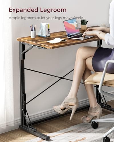 Vantic 31.5" Folding Desk, Foldable TV Tray Table for Eating on Couch, Extra Large TV Dinner Trays, Portable Fold Computer Writing Desk Table for Home Office, Rustic Brown 8