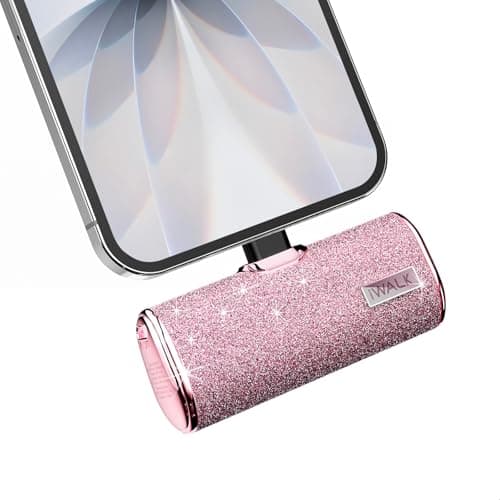 iWALK USB C Portable Charger, 4500mAh Ultra-Compact Small Power Bank, Sparkly Battery Pack Compatible with iPhone 16/15, 16 Plus, 16 Pro, 16 Pro Max, Samsung Galaxy S25, S24, S23 Ultra Z Flip5, Pink