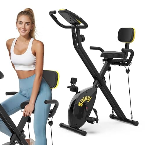 Foldable Exercise Bike, Folding Workout Bike for Home, 3 in 1 Upright Cycling and Recumbent Exercise Bike, 8 Levels Resistance, 300LB Capacity, Arm Resistance Band, Pulse Sensor