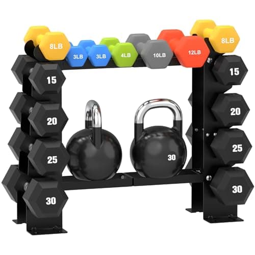 DERACY Dumbbell Rack Stand Only, 5 Tier Black Dumbbell Stand for Home Gym, Heavy Duty Steel Weight Rack Holds 8-30LB Pairs, 450LBS Capacity Free Weight Storage Organizer for Strength Training Equipment