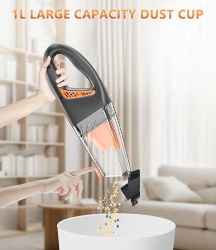 MYUAKO Handheld Vacuum Cordless, 18000Pa 160W Hand,30Min Car Vacuum Portable Cordless Rechargeable High Power Lightweight LED Light Fast Charge Vacuum Cleaner for Car Home 6