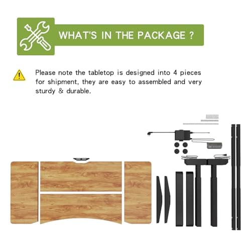 Radlove Dual Motors Height Adjustable 55 x 30'' Electric Standing Desk with Curved Design Stand Up Table 4 Memory Keys, Computer Desk with Splice Board Home Office Desk, Light Brown Top + Black Frame 7