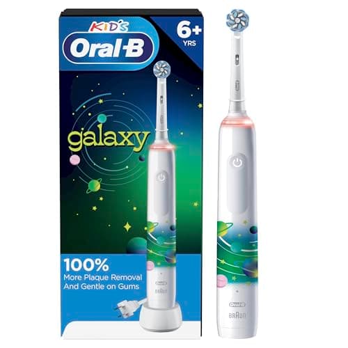 Oral-B Kids Electric Toothbrush with Coaching Pressure Sensor and Timer, Rechargeable Toothbrush with Brush Head, Sparkle & Shine