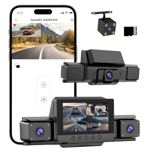 4-Channel 360° Dash cam Front and Rear FHD 1080P 180° Rotating Side-View Camera APP Control reversing Display Collision Detection Parking Monitoring Loop Recording | Suitable for sedans and SUVs