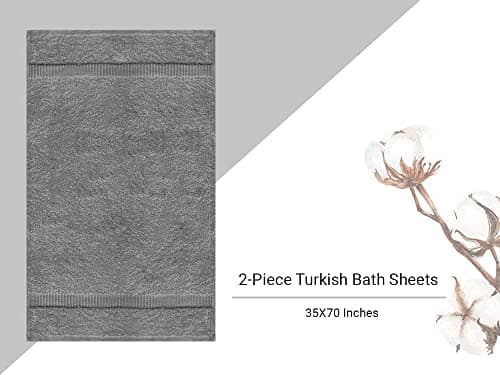 Towel Bazaar Premium Cotton Super Soft and Absorbent Turkish Towels (2-Piece Bath Sheet Towel, Gray) 5