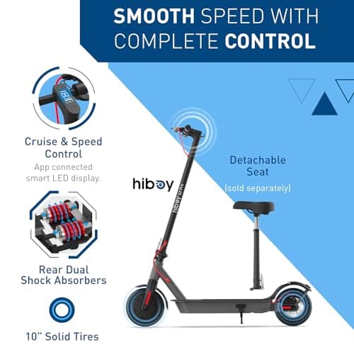 Hiboy S2 Pro Electric Scooter, 500W Motor, 10" Solid Tires, 25 Miles Range, 19 Mph Folding Commuter Electric Scooter for Adults 6