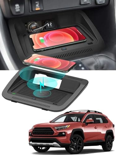 CarQiWireless 2025 2024 2023 Upgrades Wireless Charger for Toyota RAV4 Accessories 2024-2019 2022 2021 2020, OEM Style Wireless Phone Charging Pad for Toyota RAV4 LE/XLE/TRD/Off-Road/XSE/SE/XSE