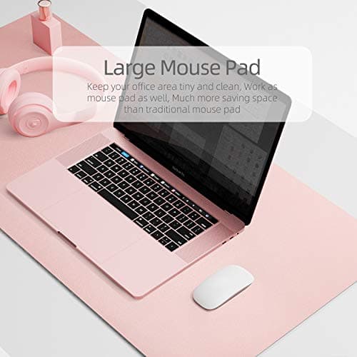 YSAGI Dual-Sided Desk Pad Protector, Desk Mat with Non-Slip - Waterproof PU Leather Office Desk Blotter for Mouse, Keyboard, Writing,31.5" x 15.7",Pink 6