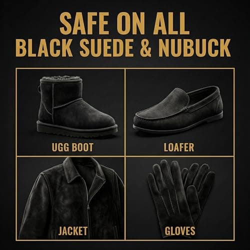 Eagle Nubuck & Suede Dye Black with Applicator & 3-Way Suede Brush - Suede Color Restorer for Shoes, Boots, Jackets, Purses & More - Black Suede Dye & Conditioner 6