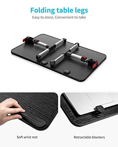 SAIJI Laptop Bed Tray Table, Adjustable Home Office Standing Desk Portable Lightweight Foldable Lap Desk for Sofa Couch Floor Working Studying Reading Writing Eating,Fit Up to 17" Laptop(Large，Black) 9