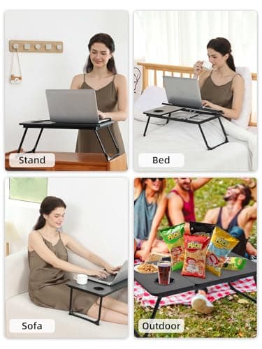 Lap Desk for Couch/Sofa/Floor, 5-Angle Adjustable Bed Desk with Foldable Legs &Cup Holder, Light Weight Bed Tray Table for Writing/Eating/Reading, Portable Laptop Stand for Adults, Kids 5