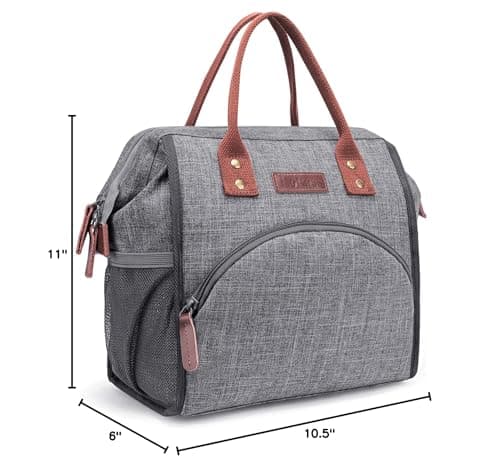 LOKASS Insulated Lunch Bag for Women & Men - Reusable 10 L Lunch Box for Women - Leakproof Tote Cooler Bag for Adults Work, Beach, Travel, Picnic (Grey) 8