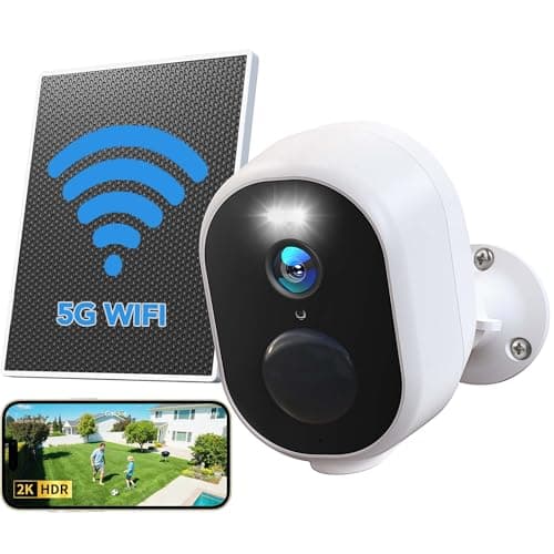 GNCC Solar Security Cameras Wireless Outdoor, 5G & 2.4GHz WiFi, 2K Outdoor Battery Camera, Color Night Vision, AI Detection, Spotlight Alarm, SD/Cloud Storage, Easy Install, Manually Adjust View