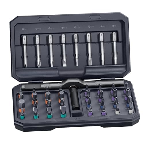 42 in 1 Magnetic Screwdriver, Screwdriver Set, Multi Bit Ratcheting Screwdriver Set with Storage Case Repair Tool Kit for Computer, Eyeglass, Bicycles, Watch, Ring Doorbell, Furniture and DIY